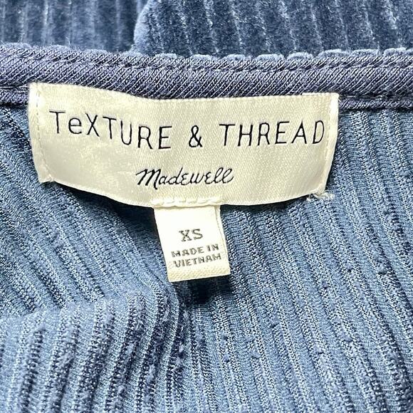 MADEWELL Corduroy Navy Blue Sleeveless Wide-Leg Jumpsuit Sz XS Cropped - Picture 6 of 9